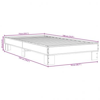 Bettgestell Grau Sonoma 75x190 cm Holzwerkstoff und Metall