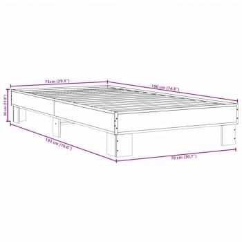 Bettgestell Schwarz 75x190 cm Holzwerkstoff und Metall