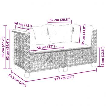 Garten-Ecksofas mit Kissen 2 Stk. Schwarz Poly Rattan