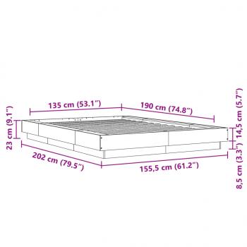 Bettgestell Räuchereiche 135x190 cm Holzwerkstoff