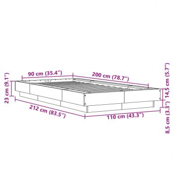 Bettgestell Braun Eichen-Optik 90x200 cm Holzwerkstoff