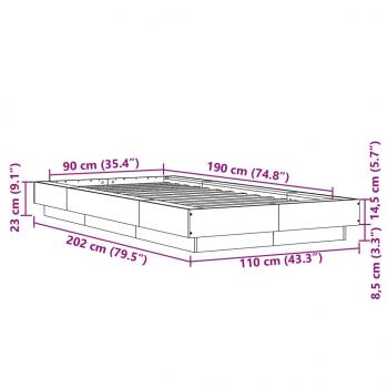 Bettgestell Räuchereiche 90x190 cm Holzwerkstoff