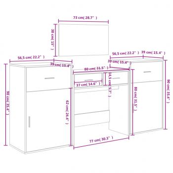 4-tlg. Schminktisch-Set Weiß Holzwerkstoff