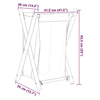 Wäschekorb Cremeweiß 41,5x36x63,5 cm Bambus