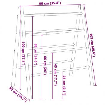 Doppel-Handtuchleiter mit 4 Sprossen 90x50x100 cm Bambus