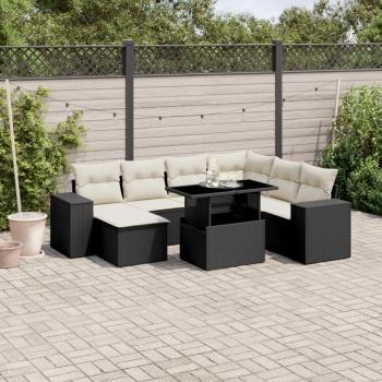 ARDEBO.de - 8-tlg. Garten-Sofagarnitur mit Kissen Schwarz Poly Rattan