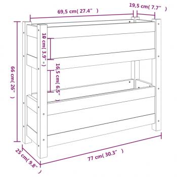 Pflanzkübel Schwarz 77x25x66 cm Massivholz Kiefer