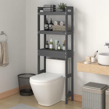 ARDEBO.de - Toilettenregal Grau 63x26x171 cm Massivholz Kiefer