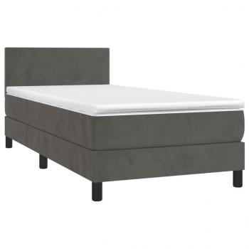 Boxspringbett mit Matratze & LED Dunkelgrau 80x200 cm Samt