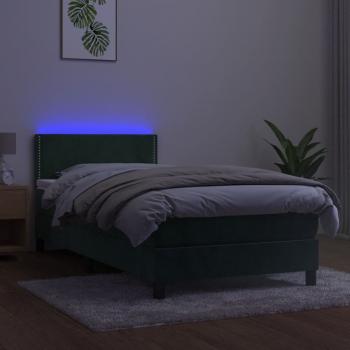 Boxspringbett mit Matratze & LED Dunkelgrün 80x200 cm Samt 