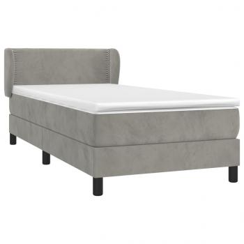 Boxspringbett mit Matratze Hellgrau 80x200 cm Samt