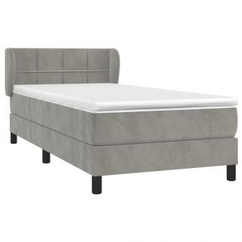 Boxspringbett mit Matratze Hellgrau 80x200 cm Samt