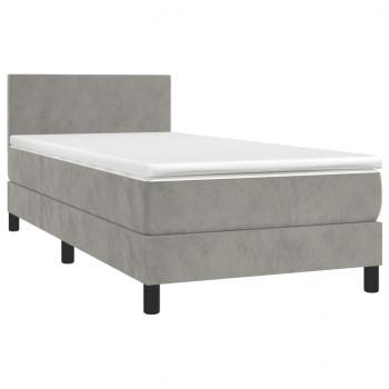 Boxspringbett mit Matratze Hellgrau 80x200 cm Samt