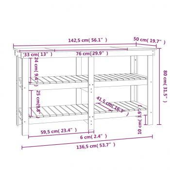 Werkbank 142,5x50x80 cm Massivholz Kiefer