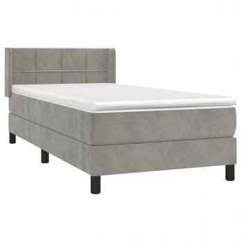 Boxspringbett mit Matratze Hellgrau 80x200 cm Samt