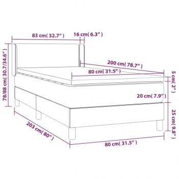 Boxspringbett mit Matratze Dunkelgrau 80x200 cm Samt