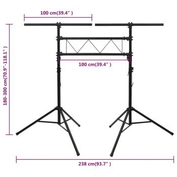 Leuchtenstativ Schwarz 238x115x(180-300) cm Stahl