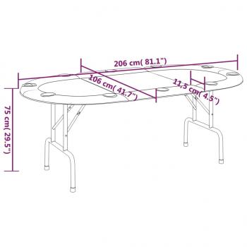 Pokertisch Klappbar 10 Spieler Grün 206x106x75 cm