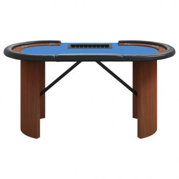 Pokertisch 10 Spieler mit Chipablage Blau 160x80x75 cm