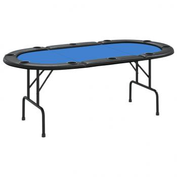 Pokertisch Klappbar 10 Spieler Blau 206x106x75 cm