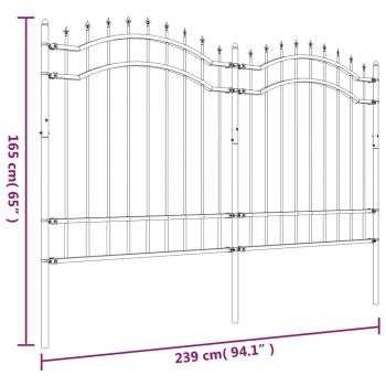 Gartenzaun mit Speerspitzen Schwarz 165 cm Stahl