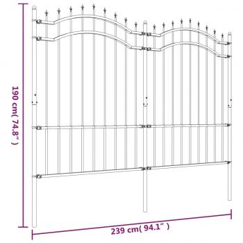 Gartenzaun mit Speerspitzen Schwarz 190 cm Stahl