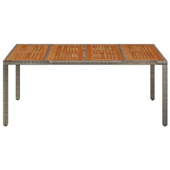 Gartentisch mit Holzplatte Grau 190x90x75 cm Poly Rattan