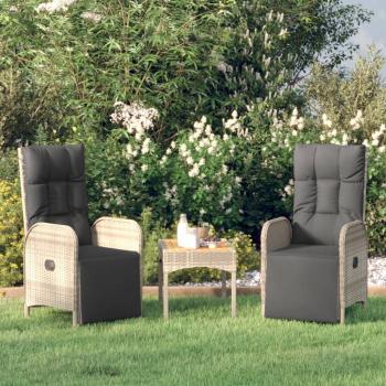 ARDEBO.de - Garten-Relaxsessel mit Kissen 2 Stk. Poly Rattan Grau