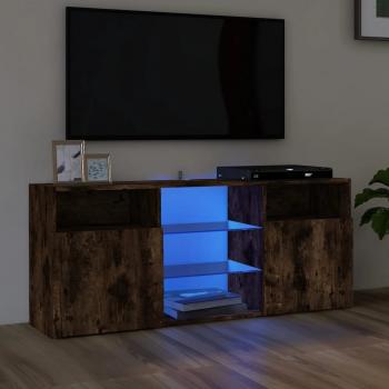 ARDEBO.de - TV-Schrank mit LED-Leuchten Räuchereiche 120x30x50 cm