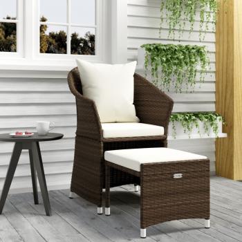 ARDEBO.de - 2-tlg. Garten-Lounge-Set mit Kissen Braun Poly Rattan