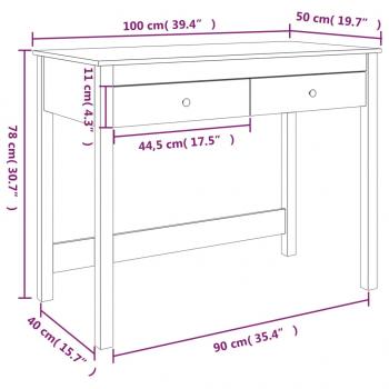 Schreibtisch mit Schubladen Weiß 100x50x78 cm Massivholz Kiefer