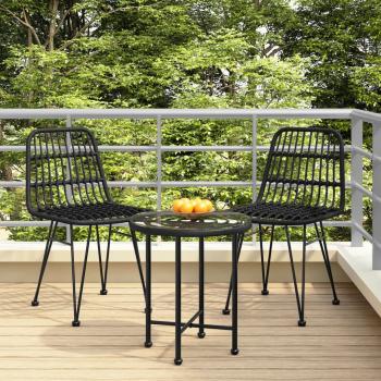 ARDEBO.de - Gartenstühle 2 Stk. Schwarz 48x62x84 cm PE-Rattan