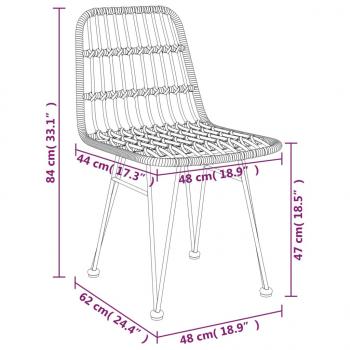 Gartenstühle 2 Stk. Schwarz 48x62x84 cm PE-Rattan