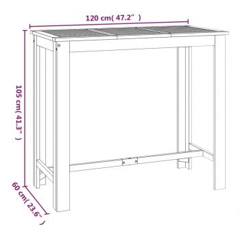 Garten-Bartisch 120x60x105 cm Massivholz Akazie