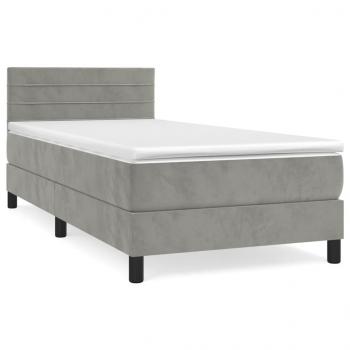 Boxspringbett mit Matratze Hellgrau 90x190 cm Samt