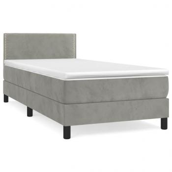 Boxspringbett mit Matratze Hellgrau 90x190 cm Samt