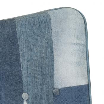 Sessel mit Hocker Blau Denim Patchwork Canvas