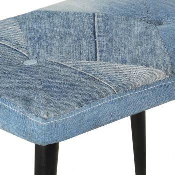 Sessel mit Hocker Blau Denim Patchwork Canvas