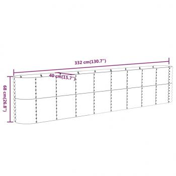 Hochbeet Pulverbeschichteter Stahl 332x40x68 cm Braun