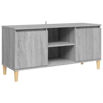 TV-Schrank mit Massivholz-Beinen Grau Sonoma 103,5x35x50 cm