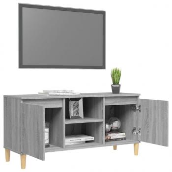 TV-Schrank mit Massivholz-Beinen Grau Sonoma 103,5x35x50 cm