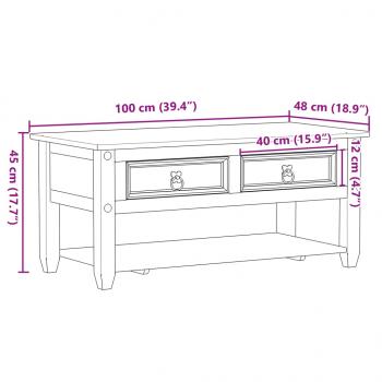 Couchtisch mit Schubladen Corona 100x48x45 cm Massivholz Kiefer