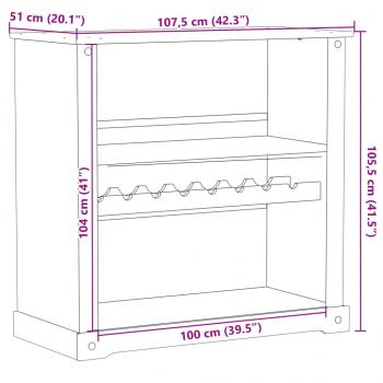 Weinschrank Corona 107,5x51x105,5 cm Massivholz Kiefer