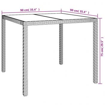 5-tlg. Garten-Essgruppe mit Kissen Grau Poly Rattan