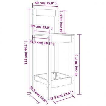 Barstühle 2 Stk. Weiß 40x41,5x112 cm Massivholz Kiefer