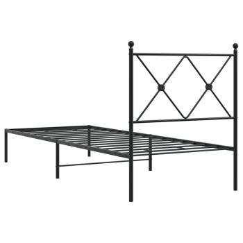 Bettgestell mit Kopfteil Metall Schwarz 75x190 cm