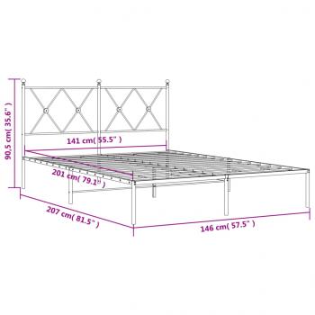 Bettgestell mit Kopfteil Metall Schwarz 140x200 cm