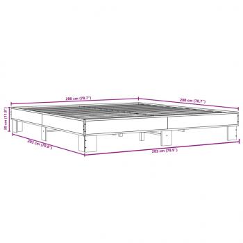 Bettgestell Räuchereiche 200x200 cm Holzwerkstoff und Metall