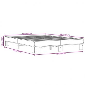 Bettgestell Braun Eichen-Optik 160x200 cm Holzwerkstoff Metall