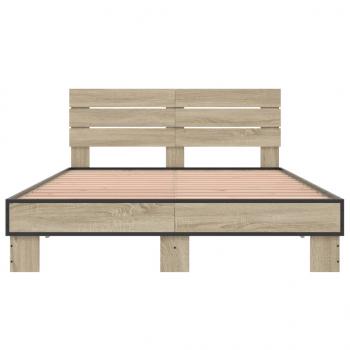 Bettgestell Sonoma-Eiche 135x190 cm Holzwerkstoff und Metall